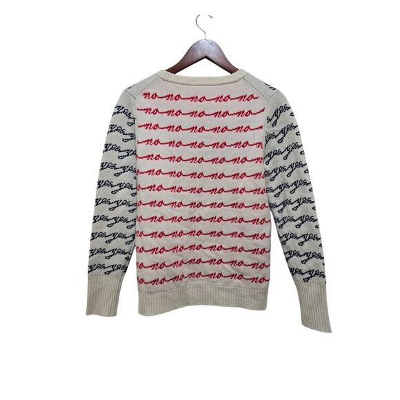 J.Crew Women’s Merino Wool Blend Cream Yes No Crew Neck Sweater Cozy Size M - Picture 5 of 12